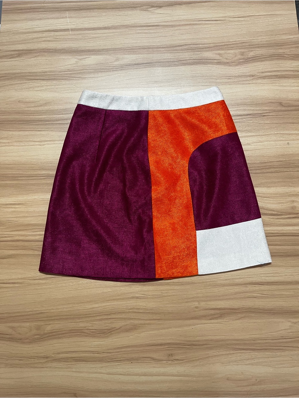 cameo Colorblock Mini Skirt in Plum, Orange & White